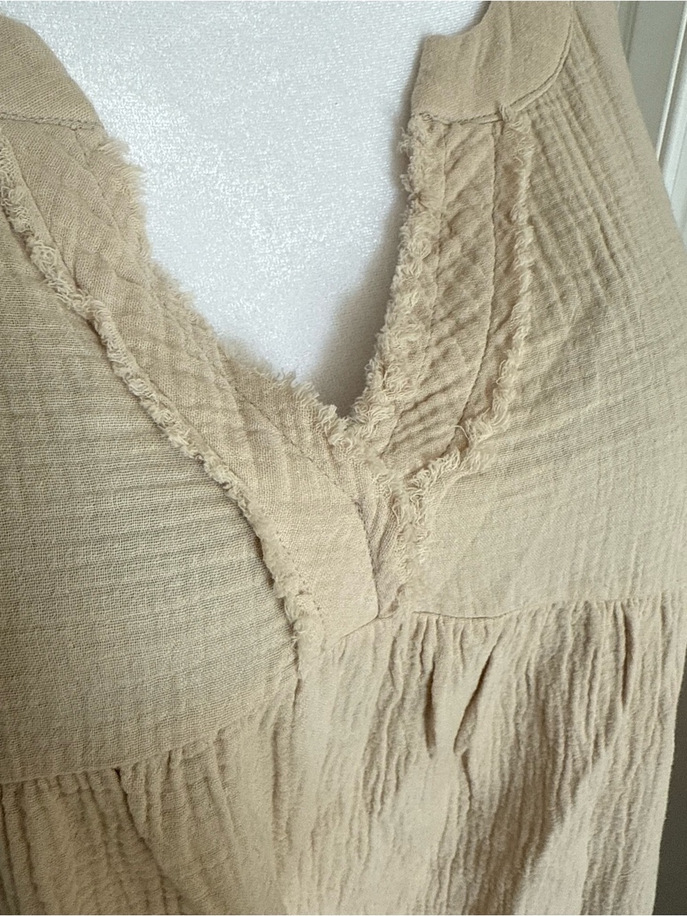 Zenana Outfitters Neutral Beige Gauze Dress - Picture 2 of 8